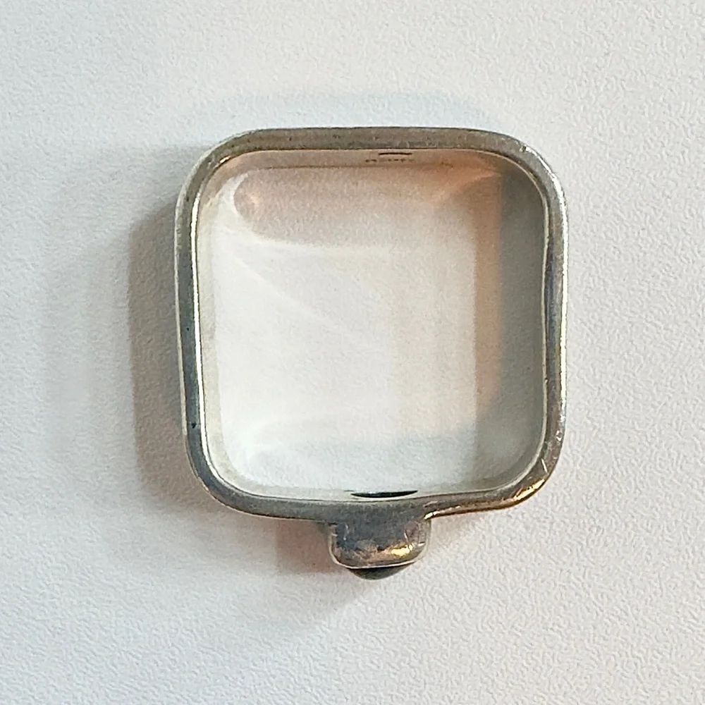 Sterling Silver 925 MNSN Square Amber Ring (6.5)
